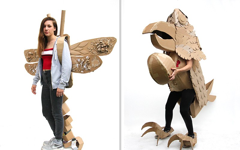 Dragonfly and the BIG Bird from the Strode College Cardboard Couture Show, 2019