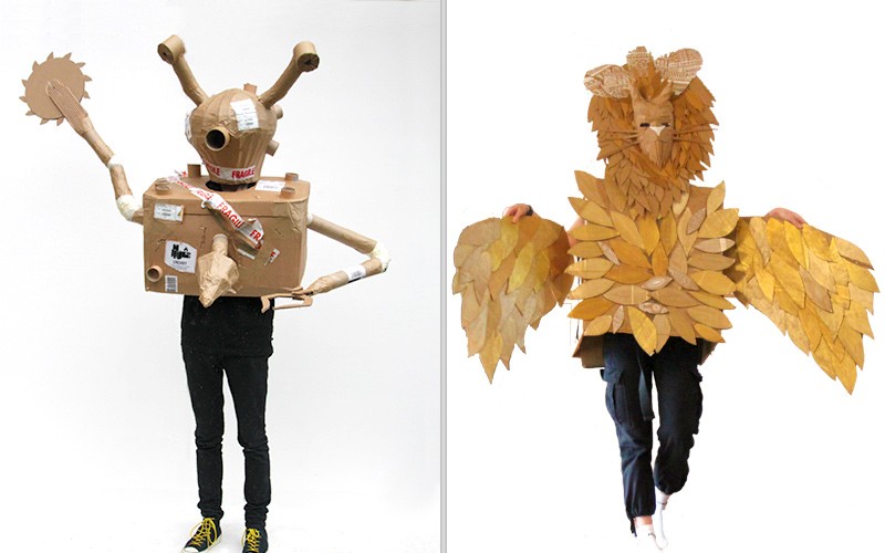 Space Bot and the Myth Monster from the Strode College Cardboard Couture Show, 2019